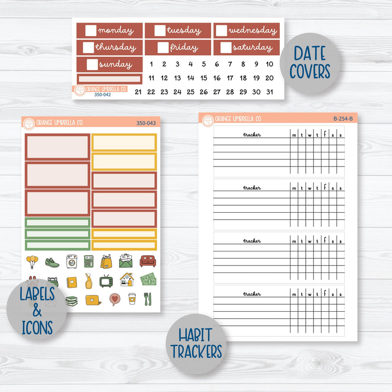 Thanksgiving Planner Kit | Plum Vertical Priorities 7x9 Planner Kit Stickers | Turkey Trot | 350-041