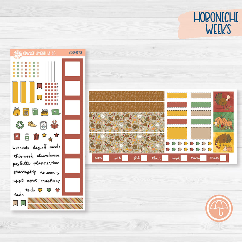 Thanksgiving Planner Kit | Hobonichi Weeks Planner Kit Stickers | Turkey Trot | 350-071