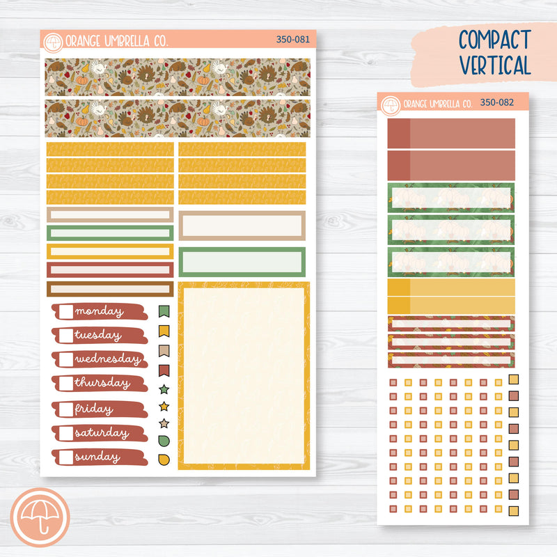 Thanksgiving Planner Kit | A5 Compact Vertical Planner Kit Stickers for Erin Condren | Turkey Trot | 350-081