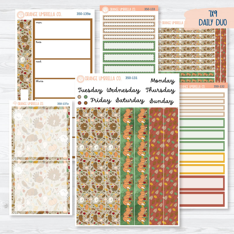 Thanksgiving Planner Kit | 7x9 Daily Duo Planner Kit Stickers | Turkey Trot | 350-131