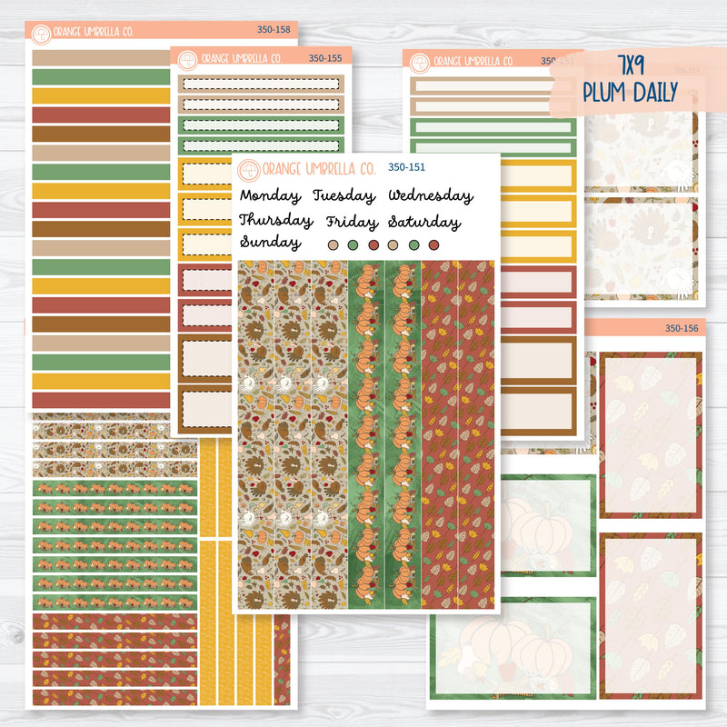 Thanksgiving Planner Kit | 7x9 Plum Daily Planner Kit Stickers | Turkey Trot | 350-151