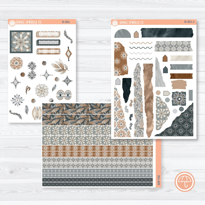 Neutral Florals And Shapes | Kit Deco Journaling Planner Stickers | Serenity | D-351