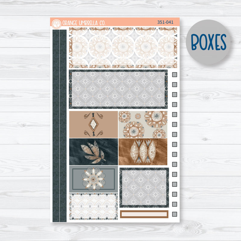 Neutral Florals And Shapes | Plum Vertical Priorities 7x9 Planner Kit Stickers | Serenity | 351-041