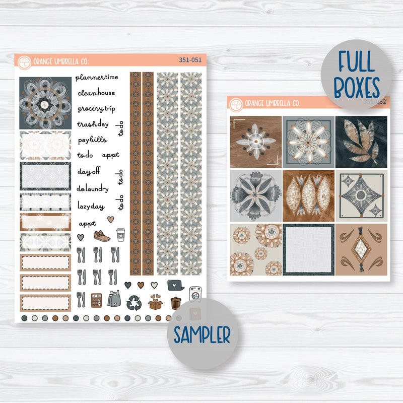 Neutral Florals And Shapes | Hobonichi Cousin Planner Kit Stickers | Serenity | 351-051