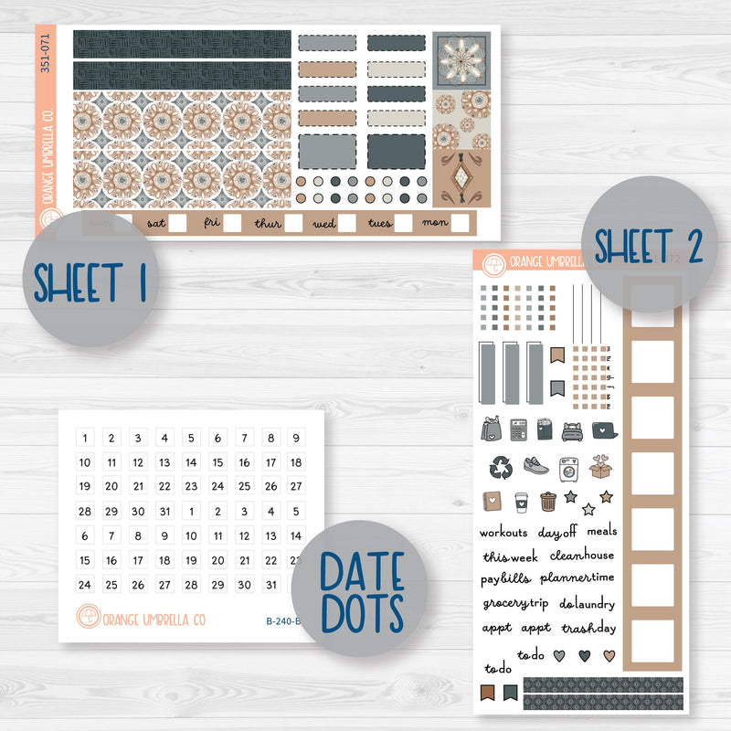 Neutral Florals And Shapes | Hobonichi Weeks Planner Kit Stickers | Serenity | 351-071