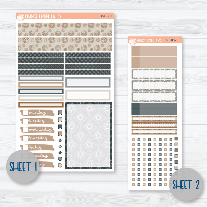 Neutral Florals And Shapes | A5 Compact Vertical Planner Kit Stickers for Erin Condren | Serenity | 351-081