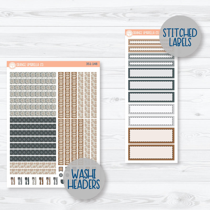 Neutral Florals And Shapes | A5 Plum Daily Planner Kit Stickers | Serenity | 351-141