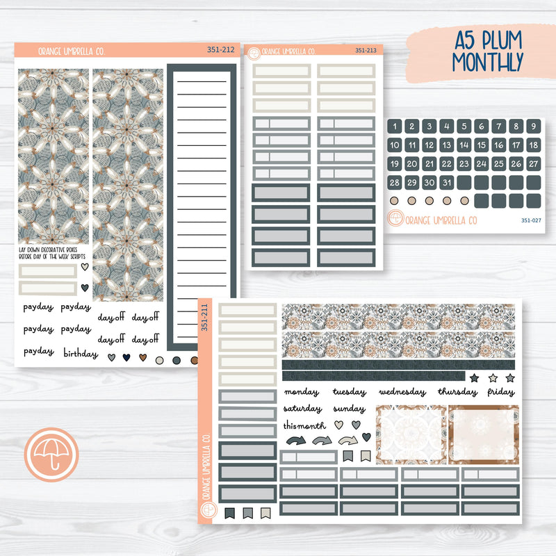 Neutral Florals And Shapes | A5 Plum Monthly Planner Kit Stickers | Serenity | 351-211