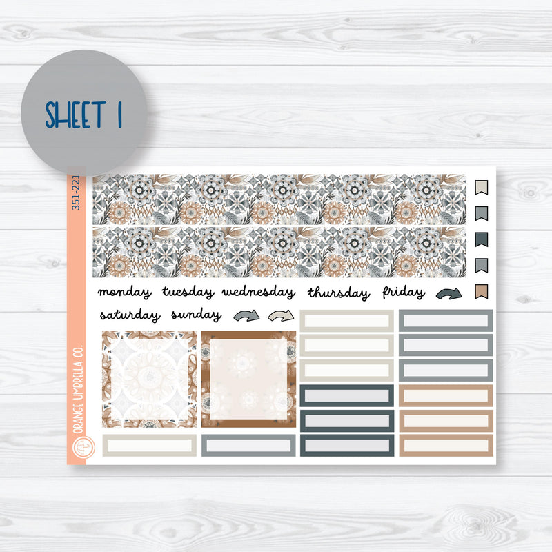 Neutral Florals And Shapes | 7x9 Plum Monthly Planner Kit Stickers | Serenity | 351-221