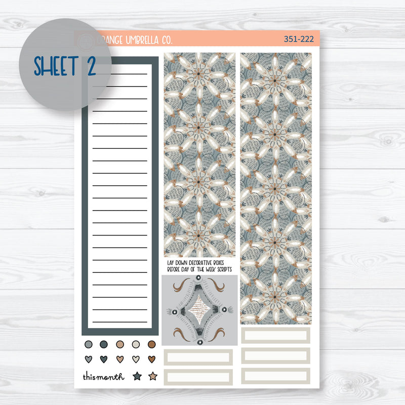 Neutral Florals And Shapes | 7x9 Plum Monthly Planner Kit Stickers | Serenity | 351-221