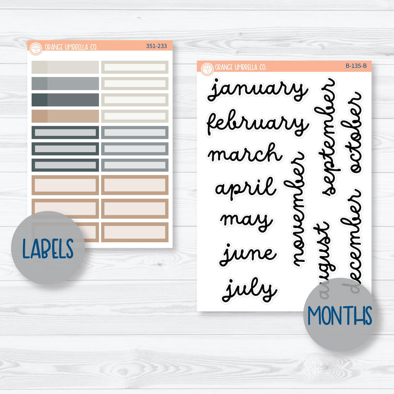 Neutral Florals And Shapes | 8.5x11 Plum Monthly Planner Kit Stickers | Serenity | 351-231