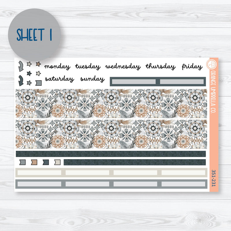 Neutral Florals And Shapes | 8.5x11 Plum Monthly Planner Kit Stickers | Serenity | 351-231