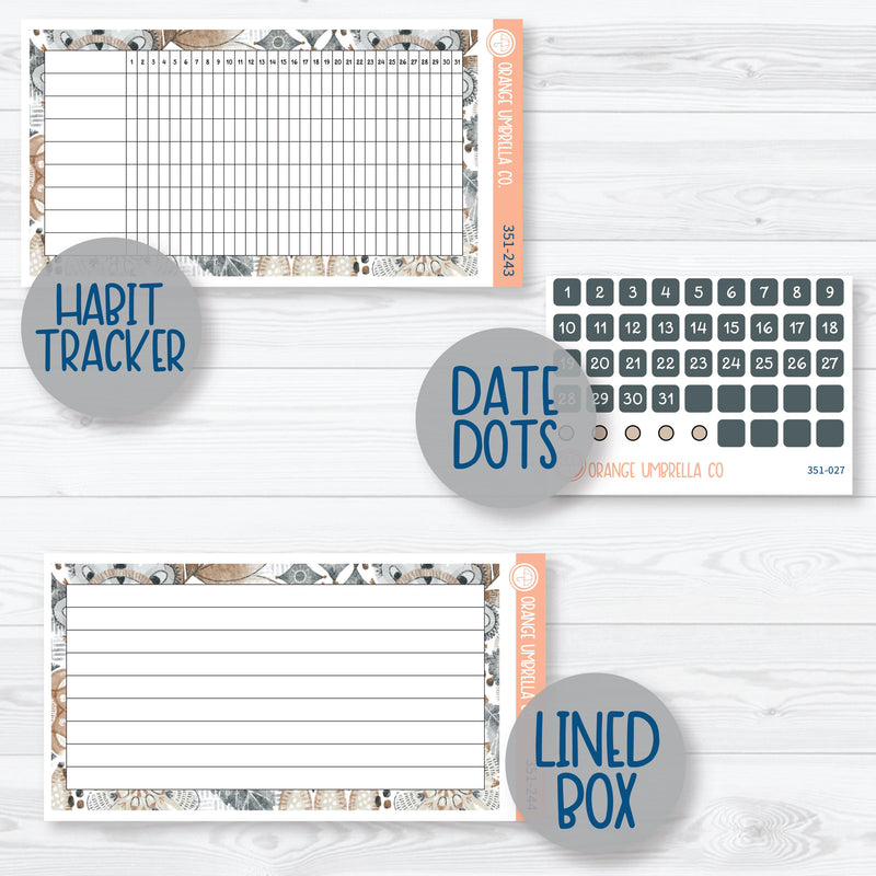 Neutral Florals And Shapes | A5 EC Monthly & Dashboard Planner Kit Stickers | Serenity | 351-241