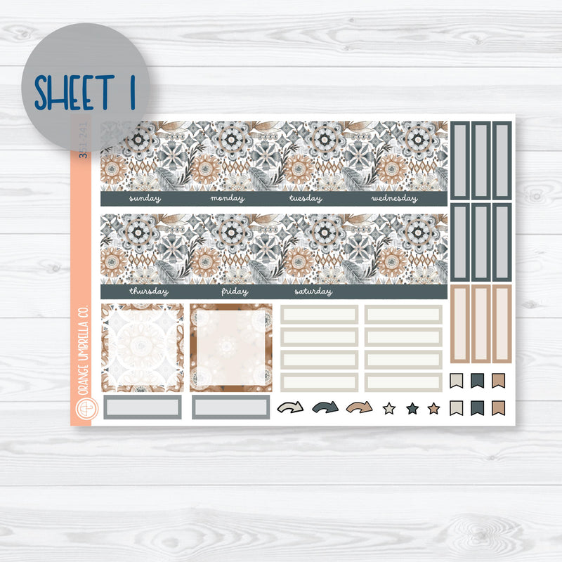 Neutral Florals And Shapes | A5 EC Monthly & Dashboard Planner Kit Stickers | Serenity | 351-241