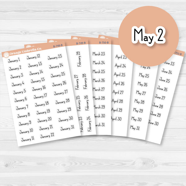 Dates of the Month Planner Stickers and Labels | F16 Print | B-748-753-B