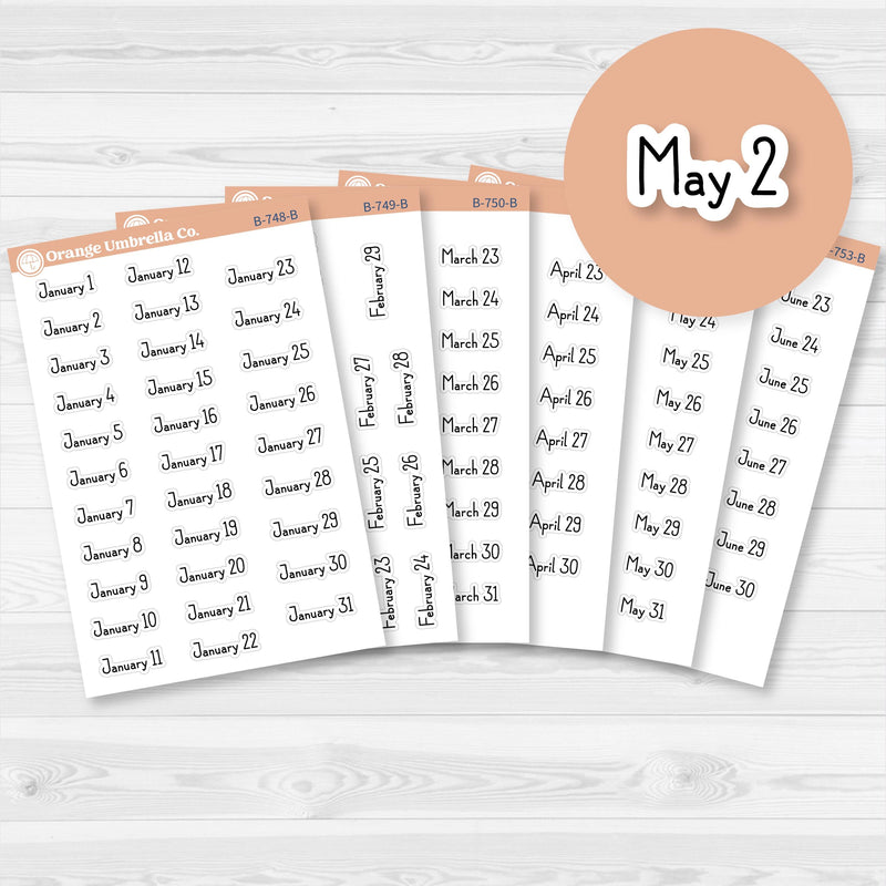 Dates of the Month Planner Stickers and Labels | F16 Print | B-748-753-B