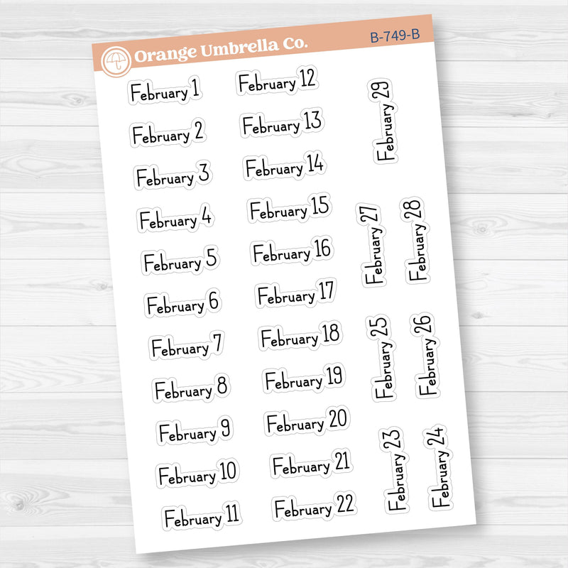 Dates of the Month Planner Stickers and Labels | F16 Print | B-748-753-B