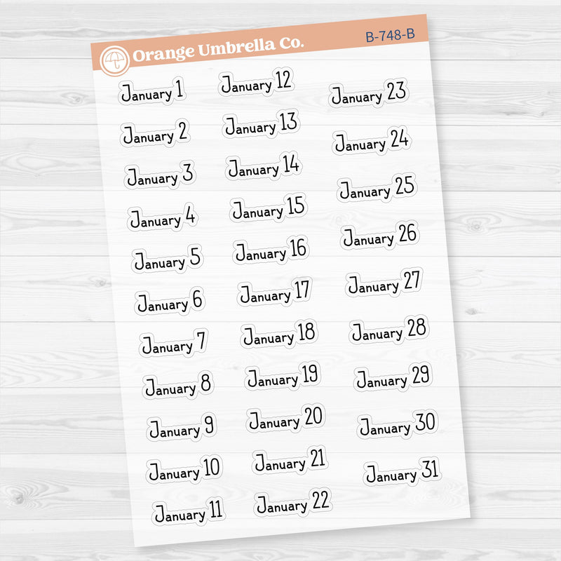 Dates of the Month Planner Stickers and Labels | F16 Print Clear Matte | B-748-753-BCM