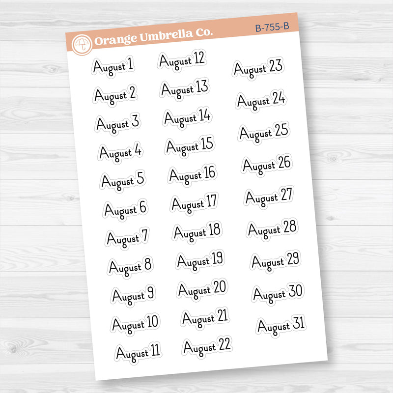 Dates of the Month Planner Stickers and Labels | F16 Print | B-754-759-B