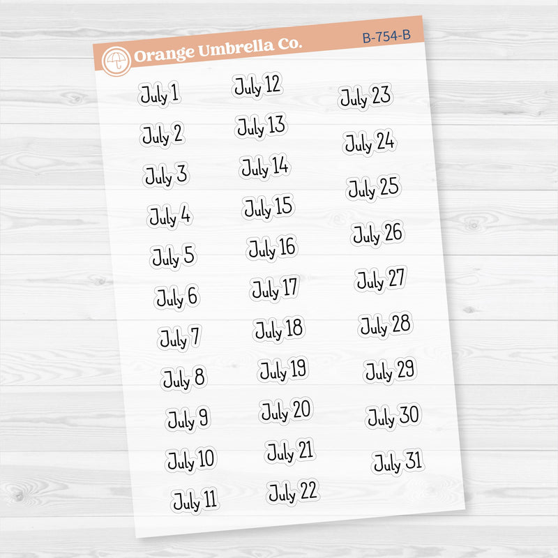 Dates of the Month Planner Stickers and Labels | F16 Print Clear Matte | B-754-759-BCM