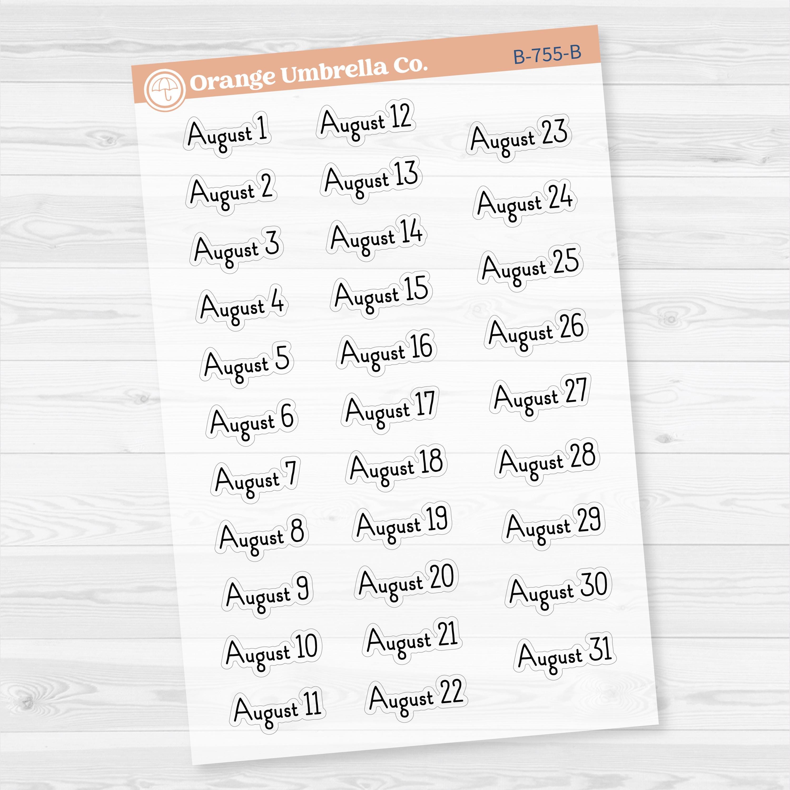 Dates of the Month Planner Stickers and Labels | F16 Print Clear Matte | B-754-759-BCM
