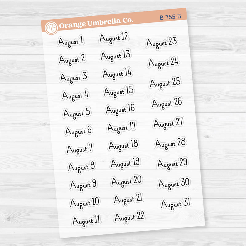 Dates of the Month Planner Stickers and Labels | F16 Print Clear Matte | B-754-759-BCM