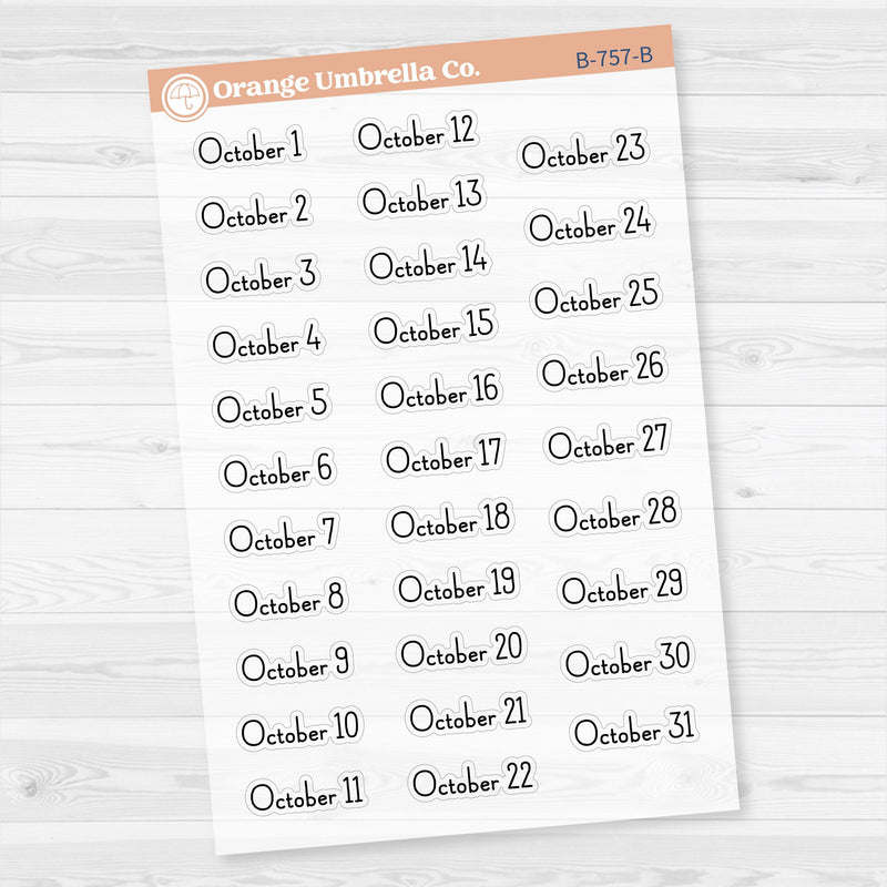 Dates of the Month Planner Stickers and Labels | F16 Print Clear Matte | B-754-759-BCM