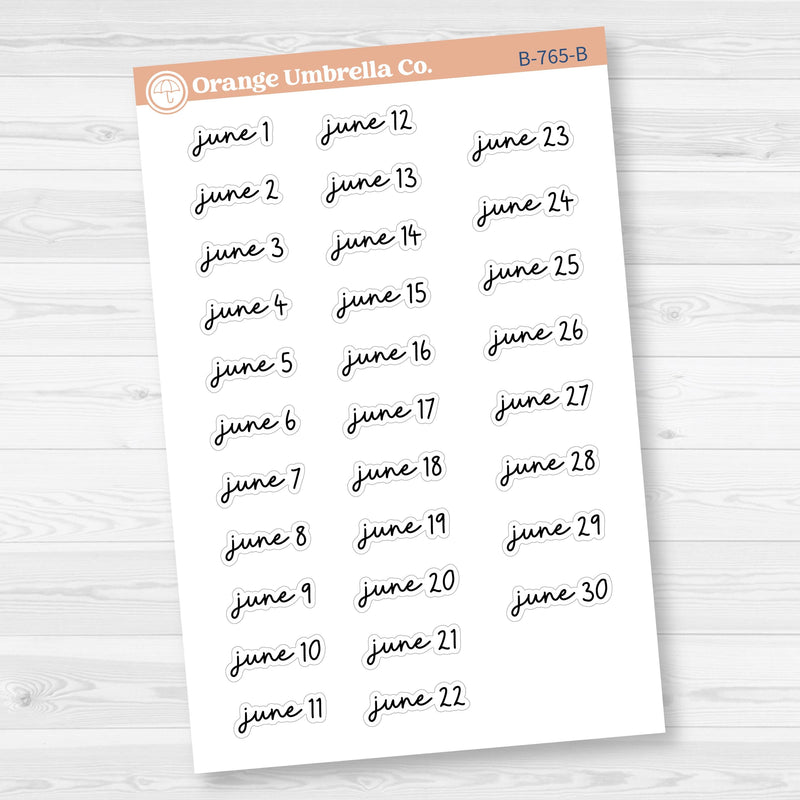 Dates of the Month Planner Stickers and Labels | FC17 Script | B-760-765-B