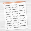 Dates of the Month Planner Stickers and Labels | FC17 Script Clear Matte | B-760-765-BCM