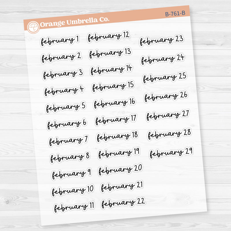 Dates of the Month Planner Stickers and Labels | FC17 Script Clear Matte | B-760-765-BCM