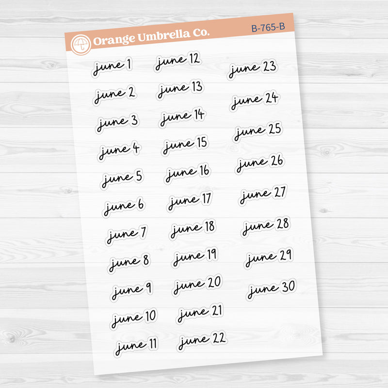 Dates of the Month Planner Stickers and Labels | FC17 Script Clear Matte | B-760-765-BCM