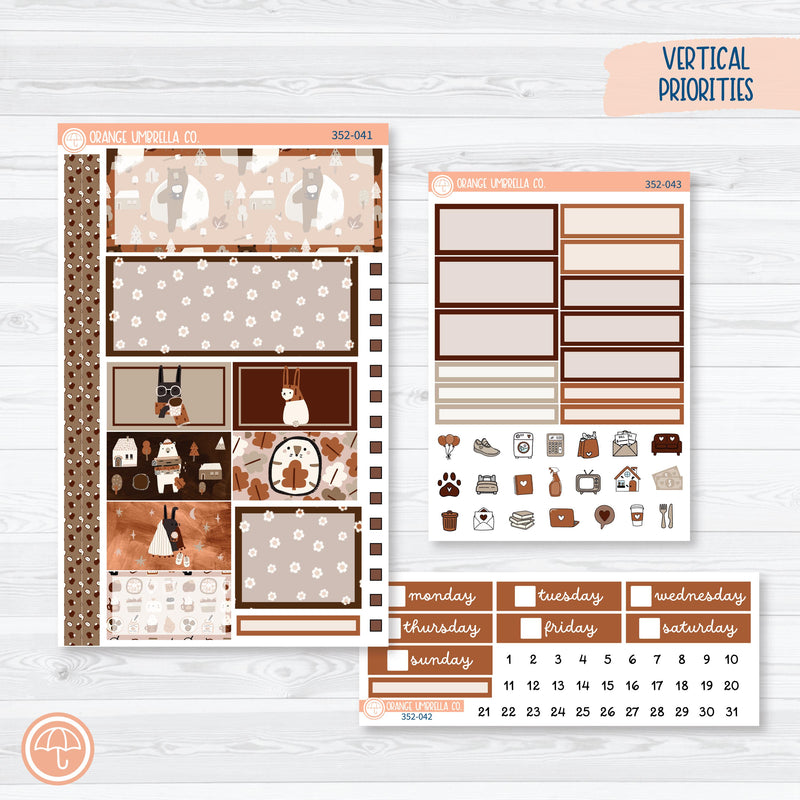 Winter Animals Kit | Plum Vertical Priorities 7x9 Planner Kit Stickers | Hibernate | 352-041