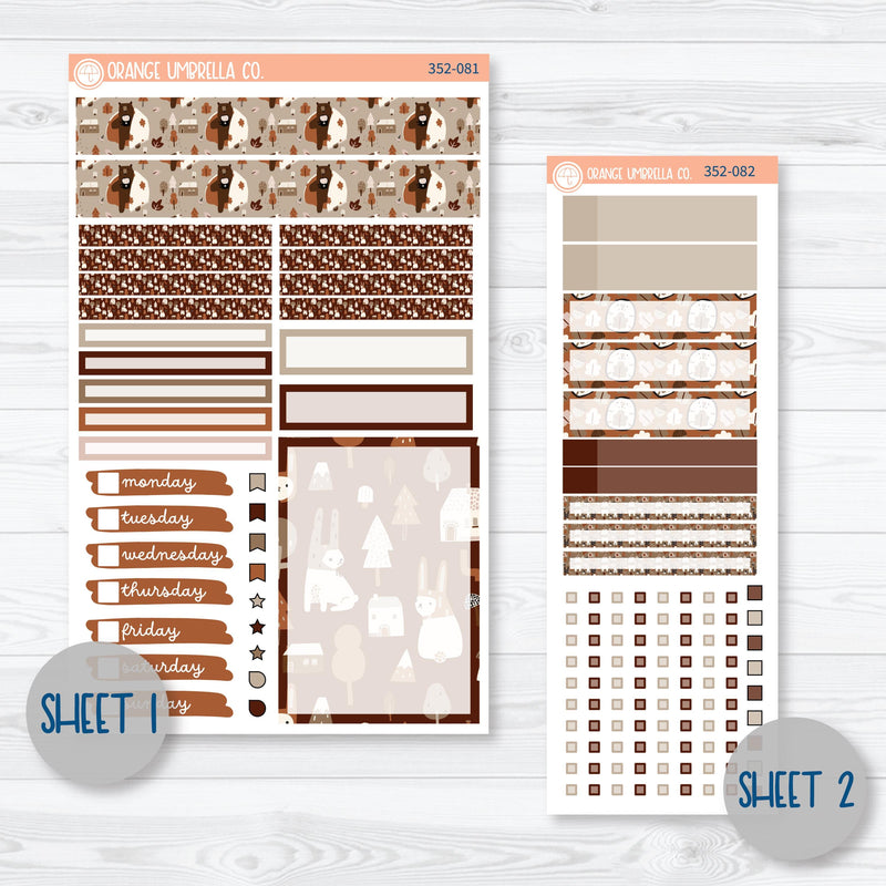 Winter Animals Kit | A5 Compact Vertical Planner Kit Stickers for Erin Condren | Hibernate | 352-081