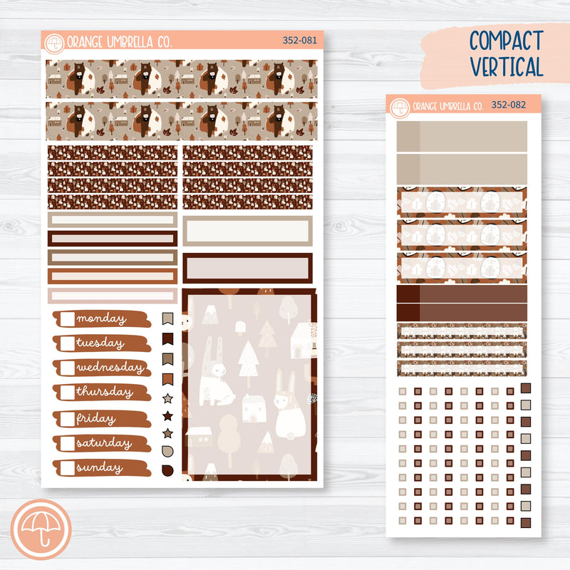 Winter Animals Kit | A5 Compact Vertical Planner Kit Stickers for Erin Condren | Hibernate | 352-081