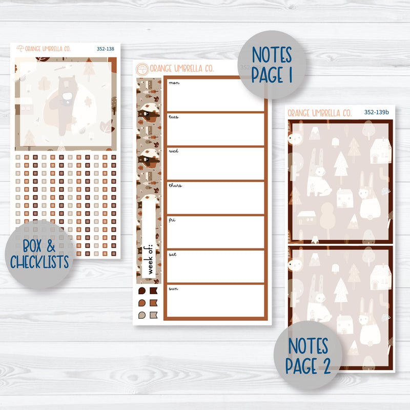 Winter Animals Kit | 7x9 Daily Duo Planner Kit Stickers | Hibernate | 352-131