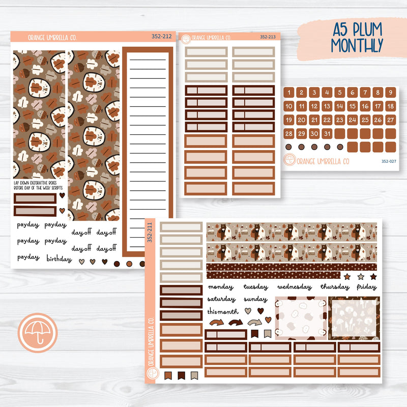 Winter Animals Kit | A5 Plum Monthly Planner Kit Stickers | Hibernate | 352-211