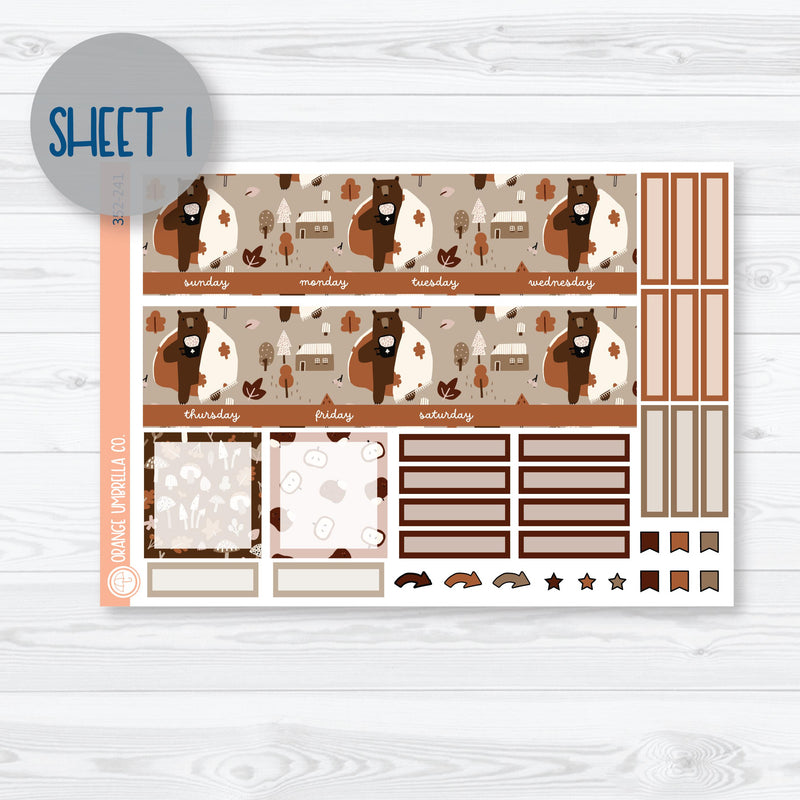 Winter Animals Kit | A5 EC Monthly & Dashboard Planner Kit Stickers | Hibernate | 352-241