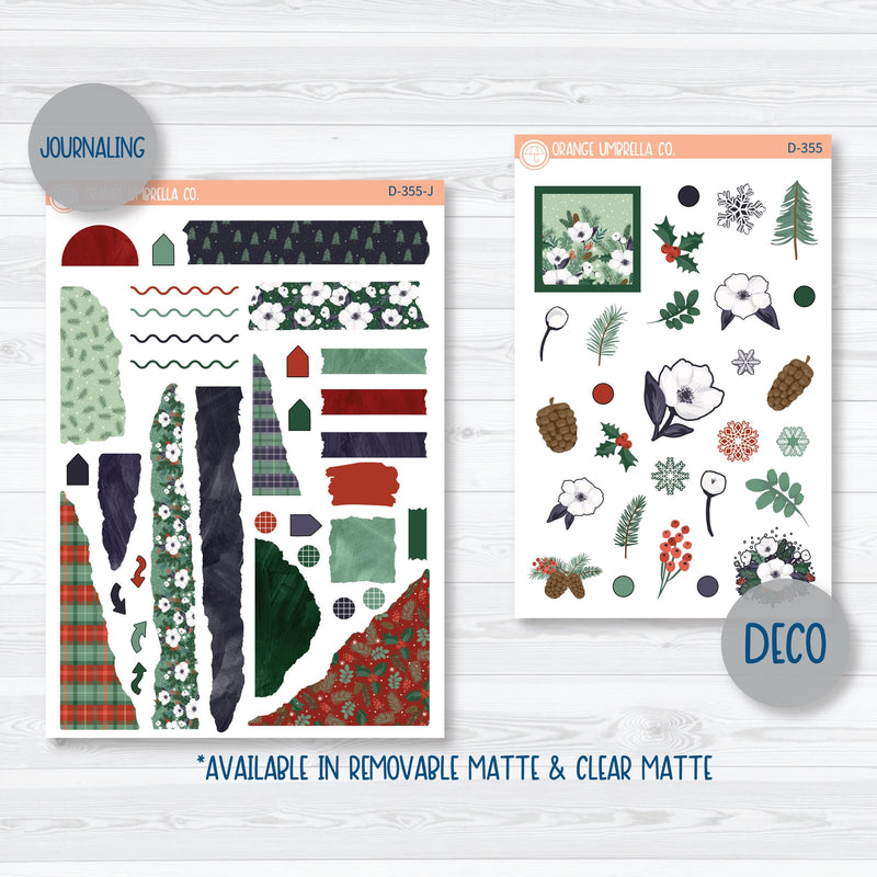 Winter Floral Stickers | Kit Deco Journaling Planner Stickers | Stillness | D-355