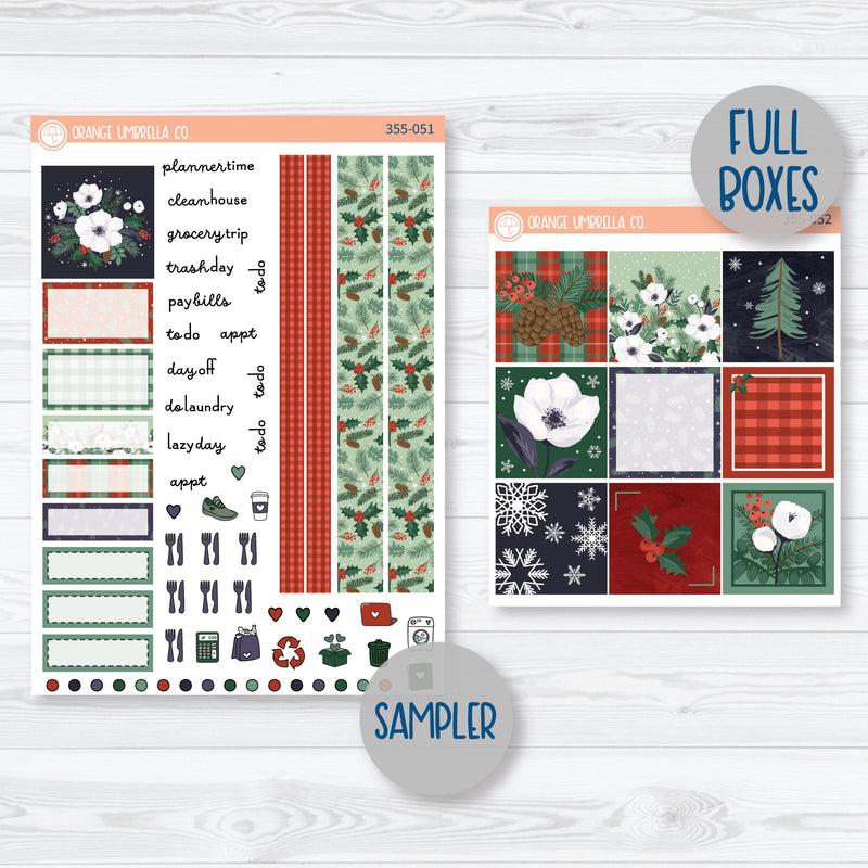 Winter Floral Stickers | Hobonichi Cousin Planner Kit Stickers | Stillness | 355-051