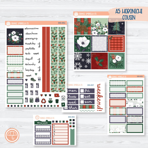 Winter Floral Stickers | Hobonichi Cousin Planner Kit Stickers | Stillness | 355-051