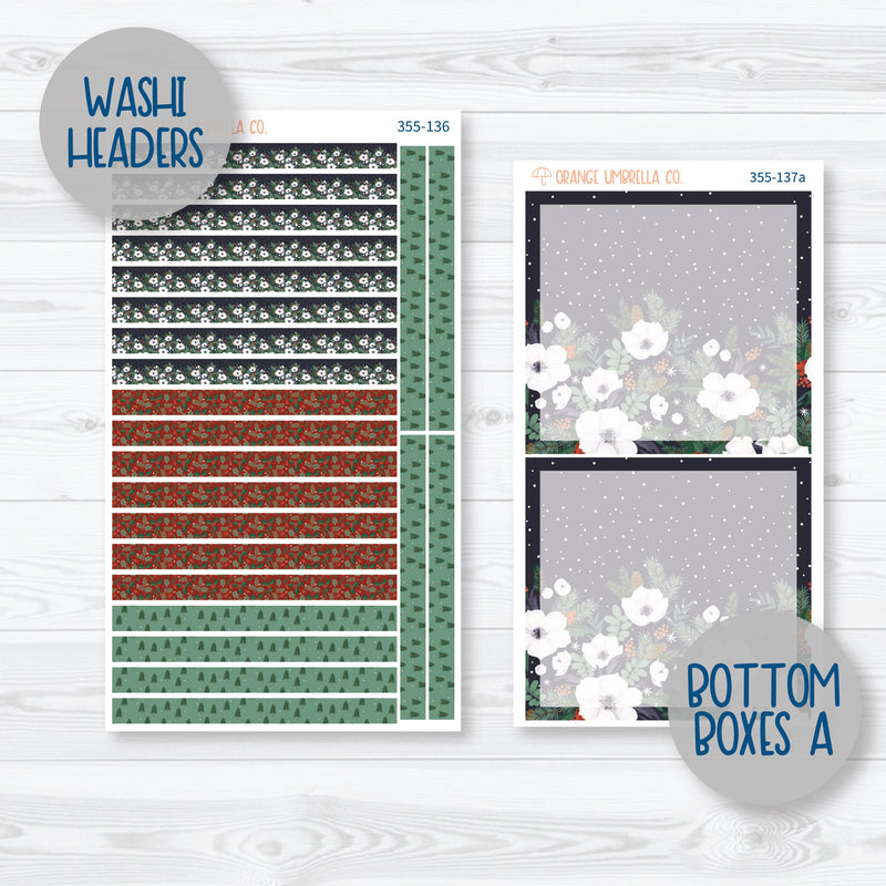 Winter Floral Stickers | 7x9 Daily Duo Planner Kit Stickers | Stillness | 355-131