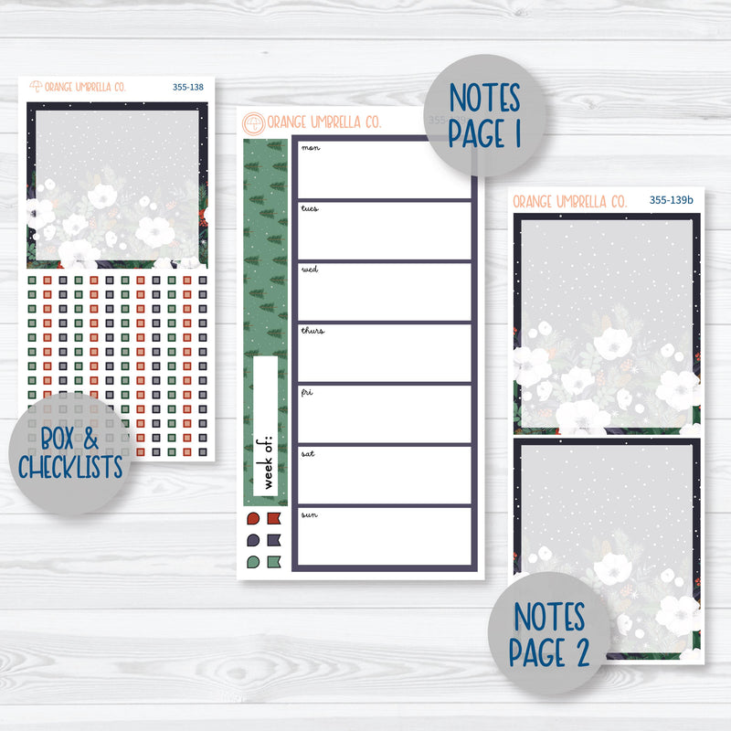 Winter Floral Stickers | 7x9 Daily Duo Planner Kit Stickers | Stillness | 355-131