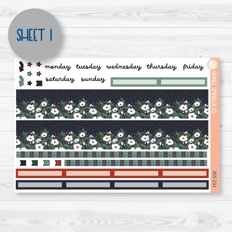 Winter Floral Stickers | 8.5x11 Plum Monthly Planner Kit Stickers | Stillness | 355-231