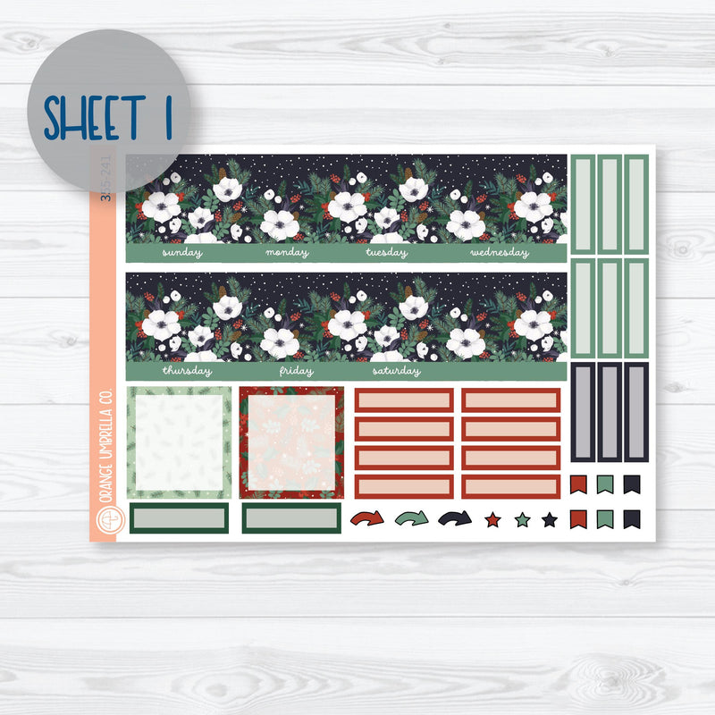 Winter Floral Stickers | A5 EC Monthly & Dashboard Planner Kit Stickers | Stillness | 355-241