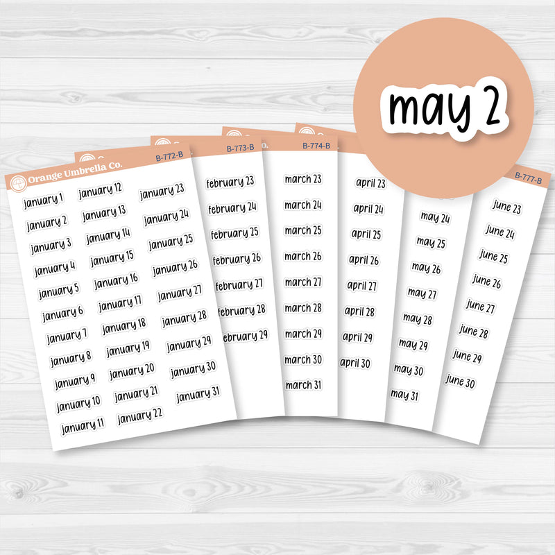 Dates of the Month Planner Stickers and Labels | F17 Print | B-772-777-B