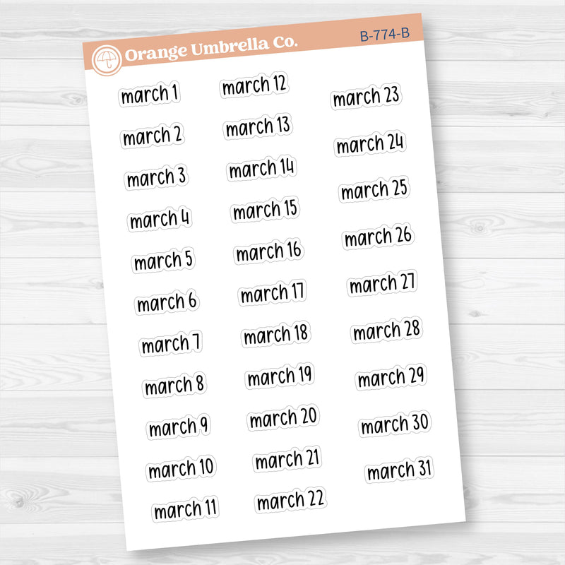 Dates of the Month Planner Stickers and Labels | F17 Print | B-772-777-B