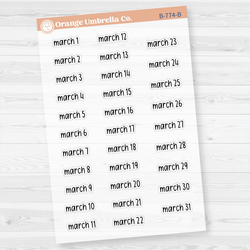 Dates of the Month Planner Stickers and Labels | F17 Print Clear Matte | B-772-777-BCM