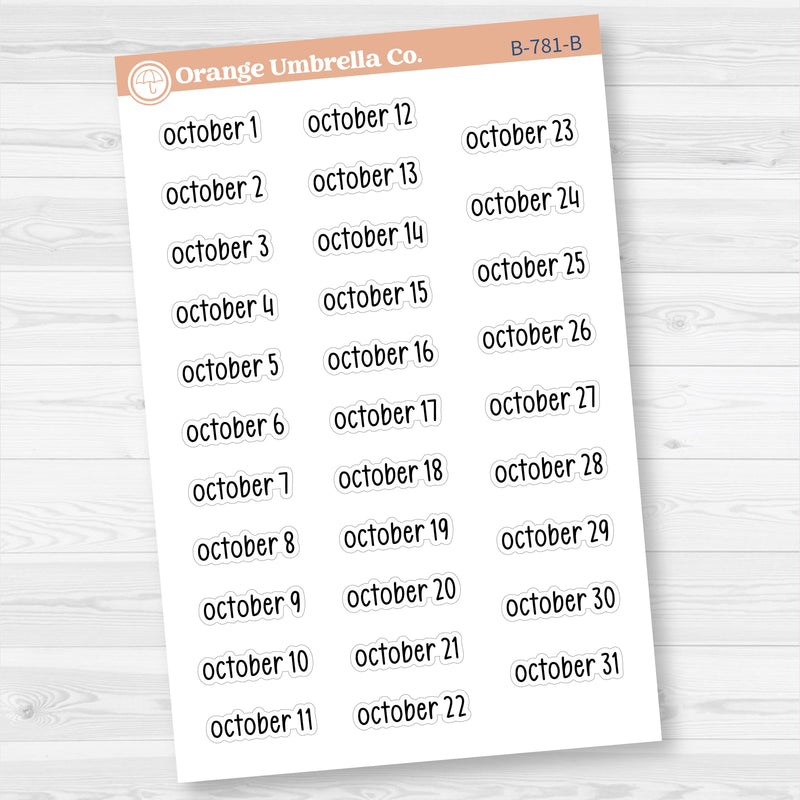 Dates of the Month Planner Stickers and Labels | F17 Print | B-778-783-B