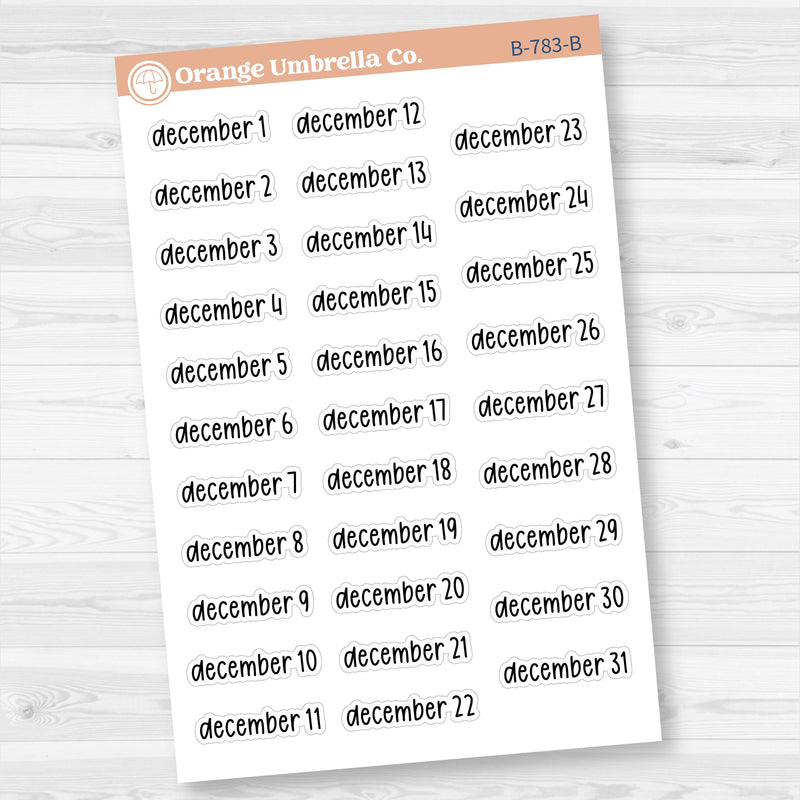 Dates of the Month Planner Stickers and Labels | F17 Print | B-778-783-B