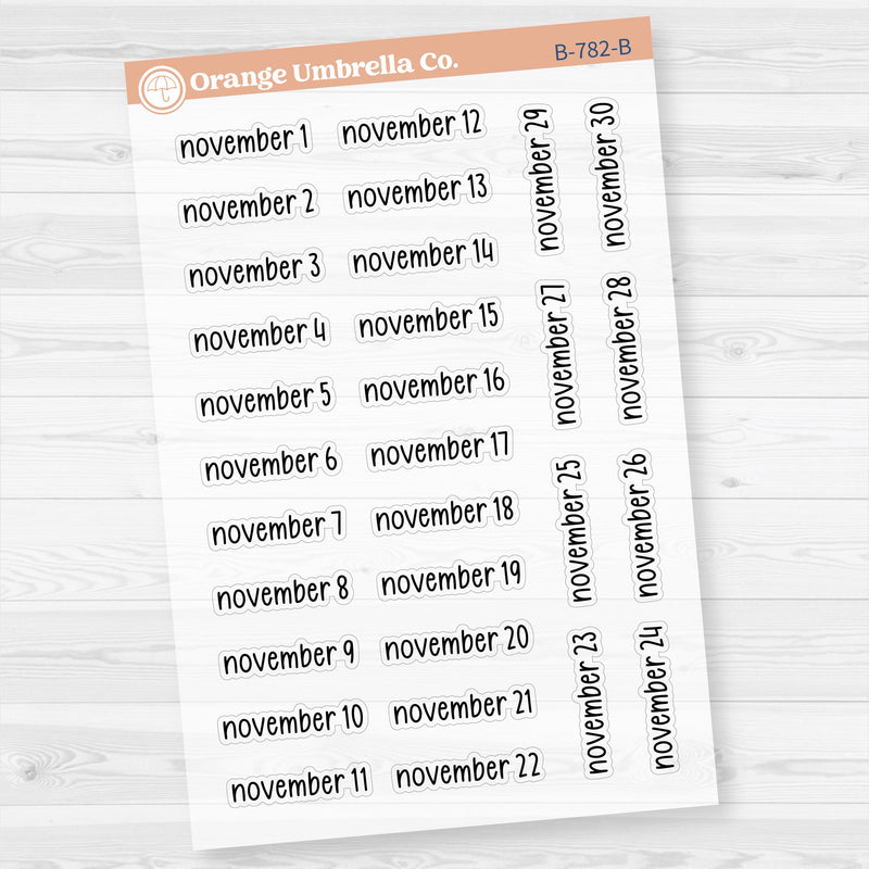 Dates of the Month Planner Stickers and Labels | F17 Print Clear Matte | B-778-783-BCM